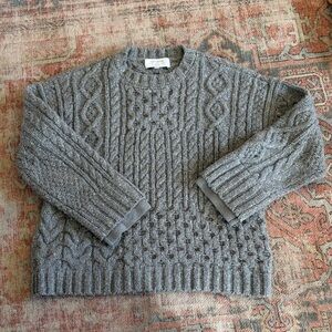 La Ligne Gray Cable Knit Crewneck Sweater